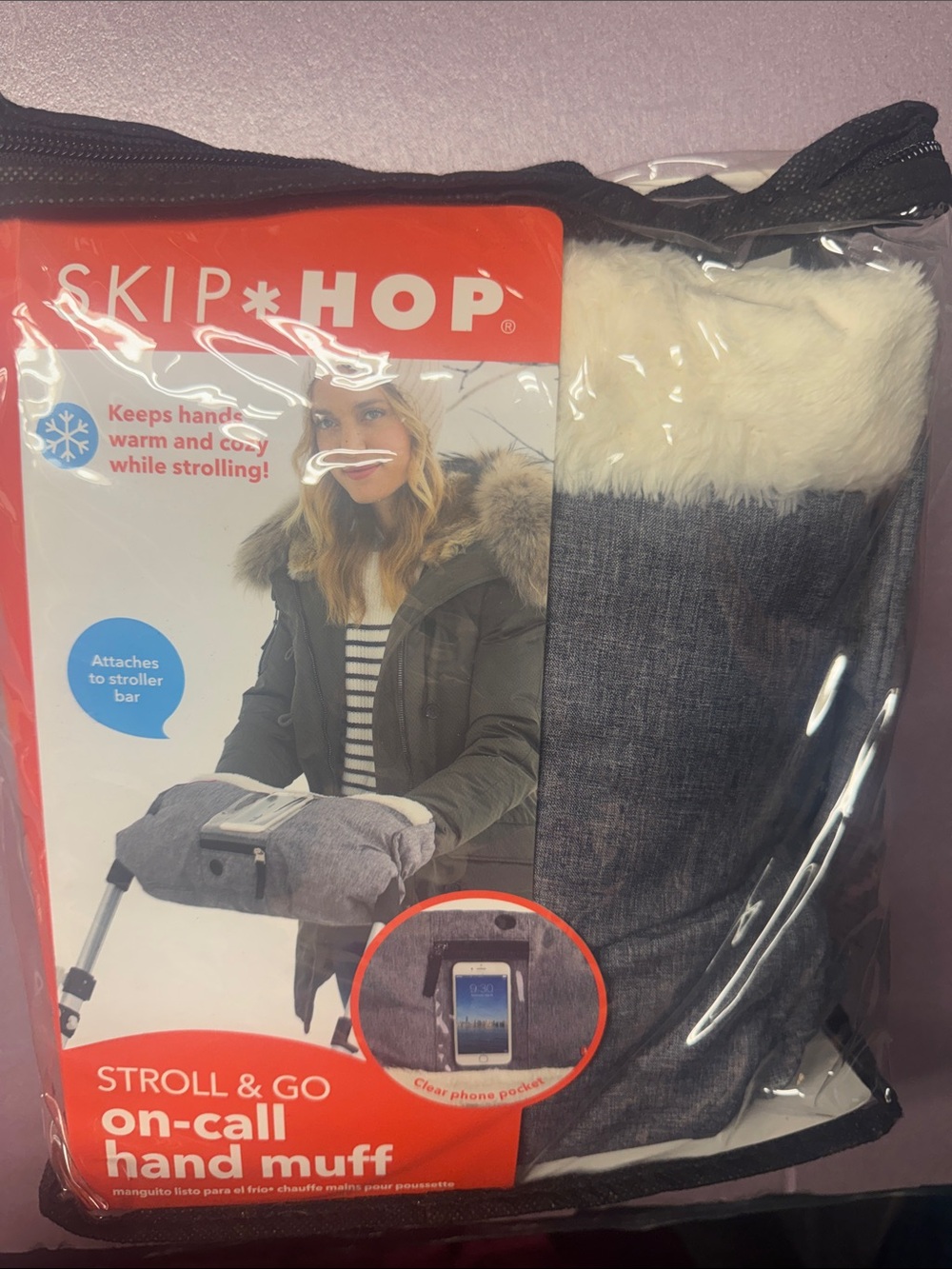 Skip Hop Gray and White Stroller Hand Muff